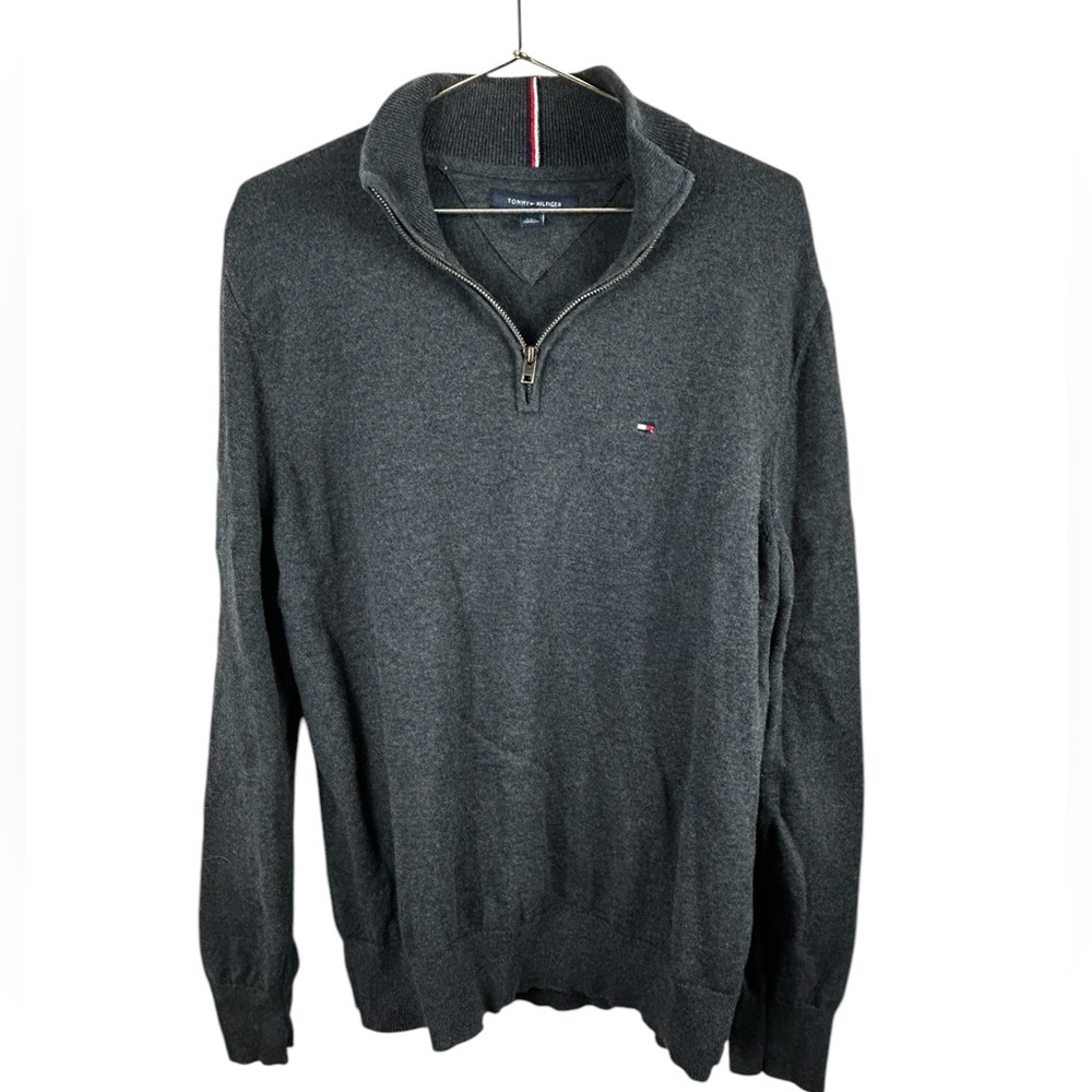 Tommy Hilfiger Solid Logo Classic Quarter-Zip Sweater size large